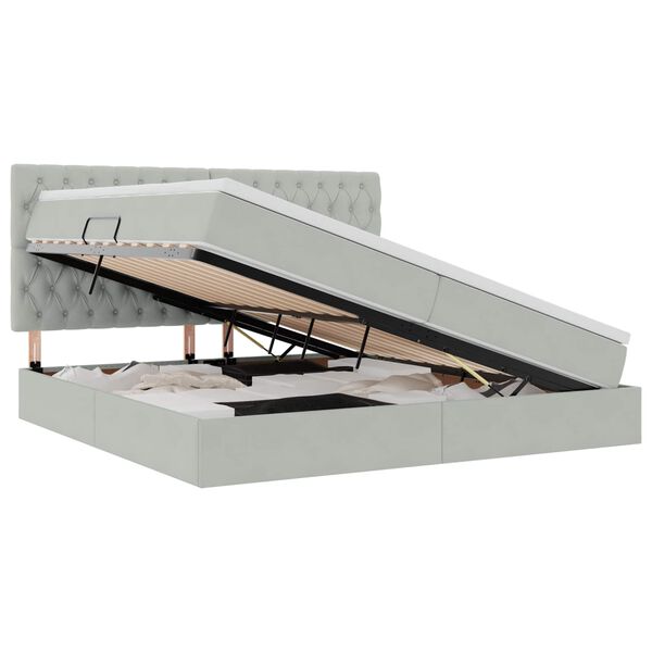 vidaXL Krevet s prostorom za pohranu s LED-om Svijetlo siva Bar&scaron;un