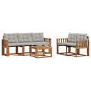 vidaXL Set vanjskih sofa s jastukom 6 pcs Prirodna i svijetlo siva