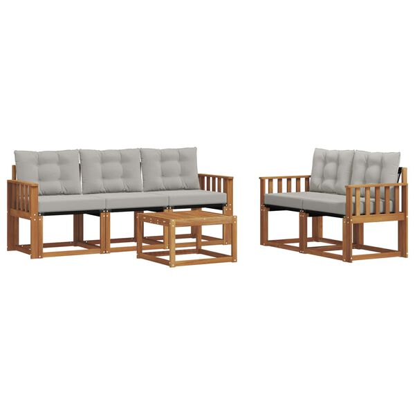 vidaXL Set vanjskih sofa s jastukom 6 pcs Prirodna i svijetlo siva