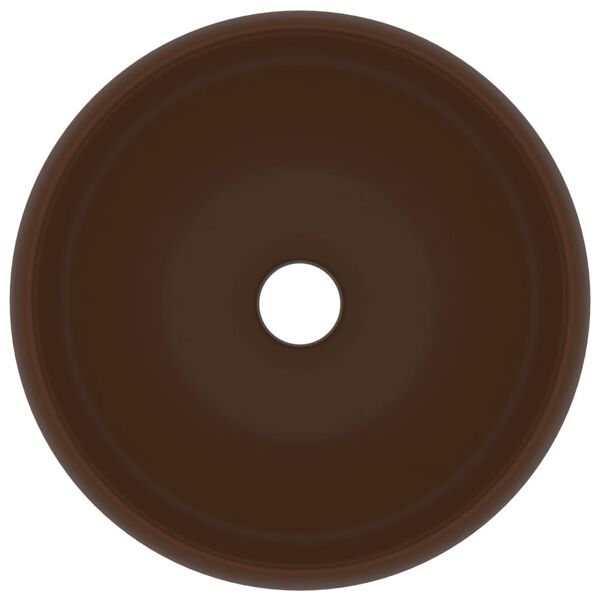 vidaXL Luksuzni okrugli umivaonik mat tamnosmeđi 40 x 15 cm keramički