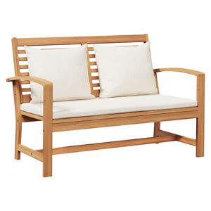 vidaXL klupa s jastukom Smeđa i krem 110 x 66 x 76 cm Čvrsto teak drvo