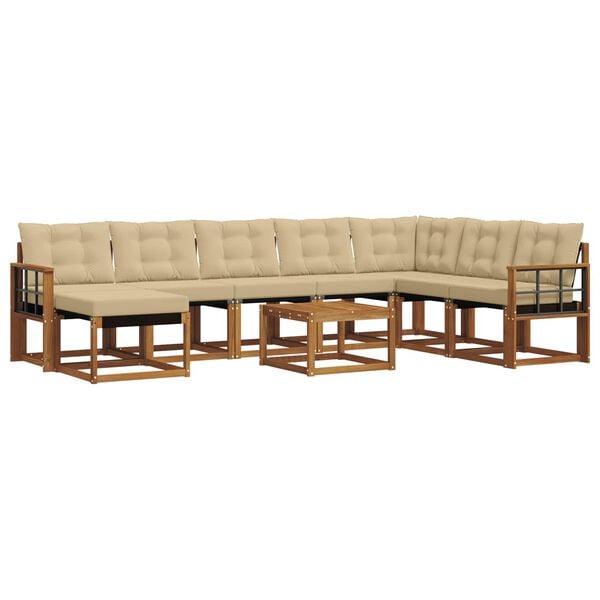 vidaXL Set vanjskih sofa s jastukom 9 pcs Prirodna i bež