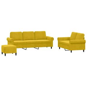 vidaXL 3-dijelni set sofa s jastucima žuti bar&scaron;unasti
