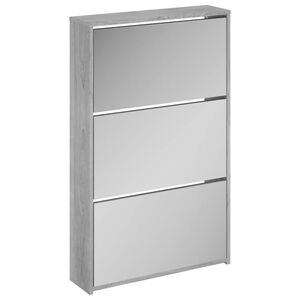 vidaXL Ormarić za cipele s ogledalom 3razine boja hrasta 63x17x102,5cm