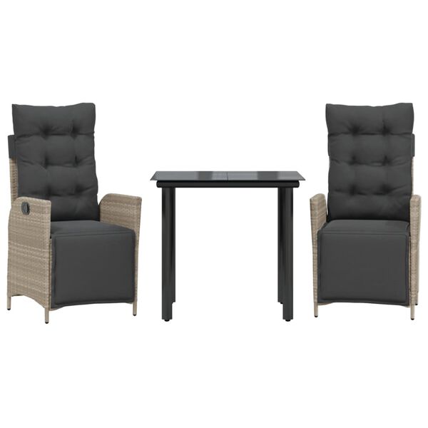 vidaXL 3-dijelni vrtni blagovaonski set svjetlosivi od poliratana