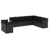 vidaXL 10-dijelni set vrtnih sofa s jastucima crni od poliratana