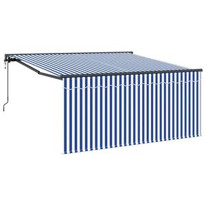 vidaXL Skrovita tenda Plava i bijela 300 x 250 cm Poliester i aluminij