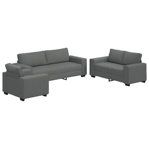 vidaXL 3-dijelni set sofa s jastucima, tamno siva tkanina