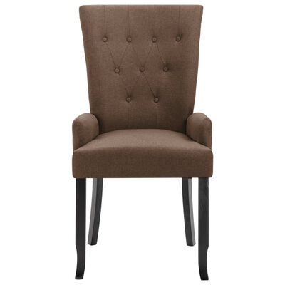 vidaXL Blagovaonska stolica od tkanine s naslonima za ruke 2 kom smeđe