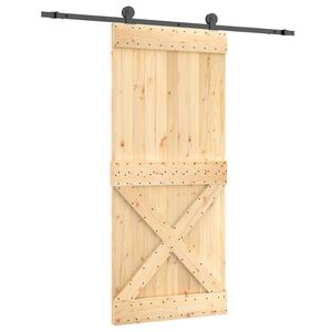 vidaXL Klizna vrata 90 x 210 cm Čvrsta borovina (neobrađena)