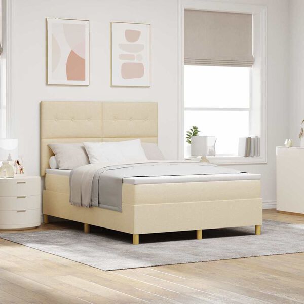 vidaXL Krevet s opruga kutije s madracem Krema 140 x 190 cm tkanina