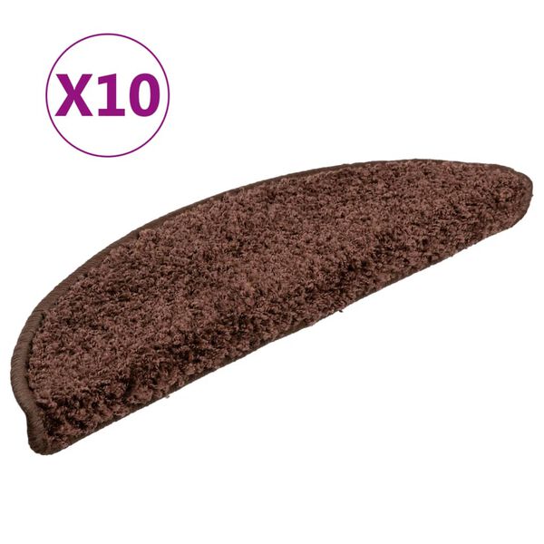 vidaXL Prostirke za stepenice 10 kom 56x17x3 cm smeđe poluokrugle