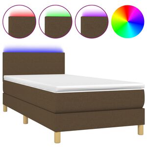vidaXL Krevet box spring s madracem LED tamnosmeđi 80 x 200 cm tkanina