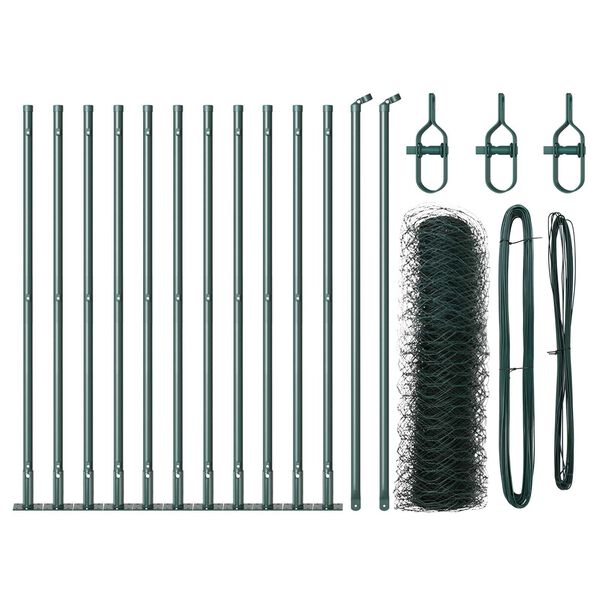 vidaXL Stup za ogradu Zelena 25 x 0,4 m (mreža od 50 mm) Čelik i PVC