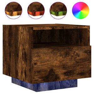 vidaXL Noćni ormarić s LED svjetlima boja dimljenog hrasta 40x39x37 cm