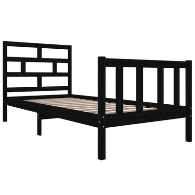 vidaXL Okvir za krevet od borovine crni 90 x 190 cm jednokrevetni