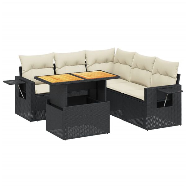 vidaXL 6-dijelni set vrtnih sofa s jastucima crni od poliratana