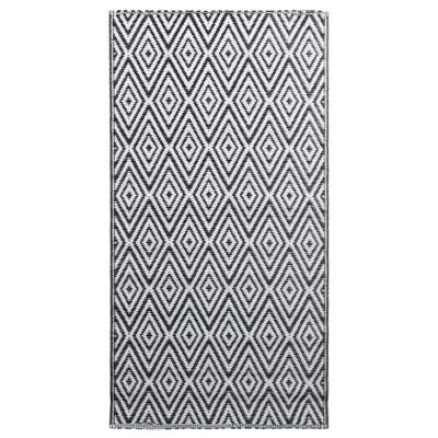 vidaXL Vanjski tepih bijelo-crni 190 x 290 cm PP