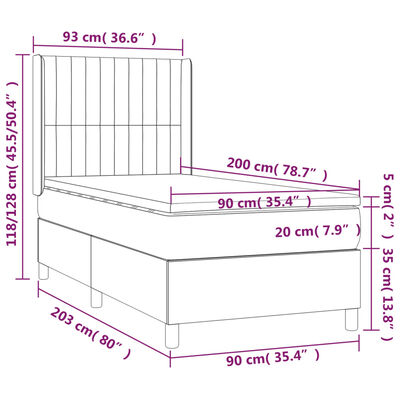 vidaXL Box spring krevet s madracem tamnoplavi 90x200 cm baršunasti