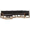 vidaXL Set vanjskih sofa 6 kom. Prirodna i crna Čvrsto drvo akacije