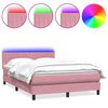 vidaXL Box Spring krevet s madracem i LED ružičasti 140x220 cm bar&scaron;un