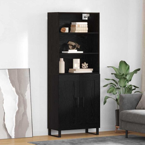 vidaXL Highboard Crni hrast 69,5 x 34 x 180 cm Konstruirano drvo