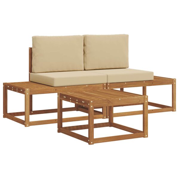 vidaXL Set vanjskih sofa s jastukom 3 pcs Prirodna