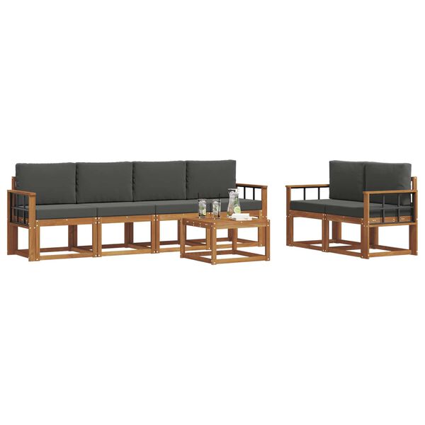 vidaXL Set vanjskih sofa 7 pcs Prirodna i antracit Čvrsto drvo akacije