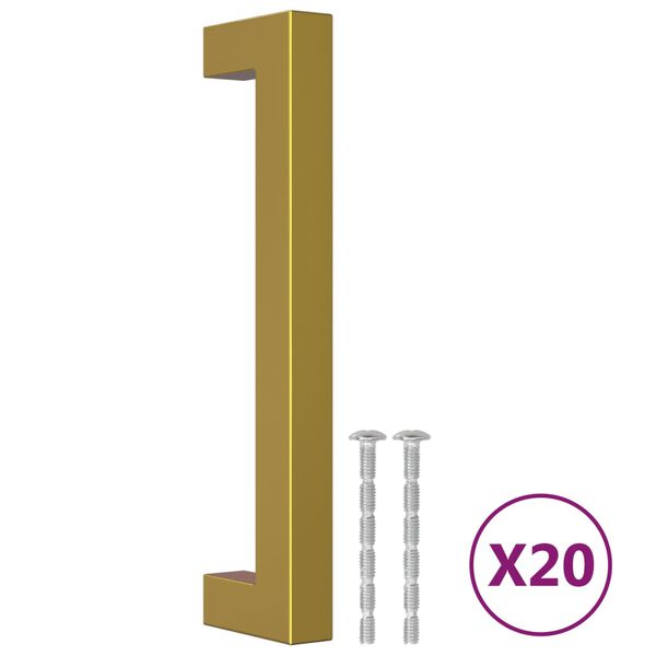vidaXL Ručke za ormarić 20 kom zlatne 128 mm od nehrđajućeg čelika