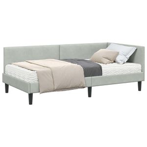 vidaXL Kutni krevetni okvir s madracem 2 kom. Svjetlosiva 80 x 200 cm