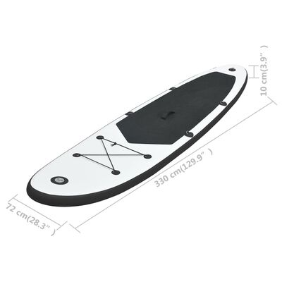 vidaXL Set daske za veslanje stojeći na napuhavanje crno-bijeli