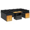 vidaXL 10-dijelni set vrtnih sofa s jastucima crni od poliratana