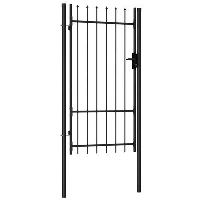 vidaXL Jednostruka vrata za ogradu sa šiljcima na vrhu 1 x 1,75 m crna