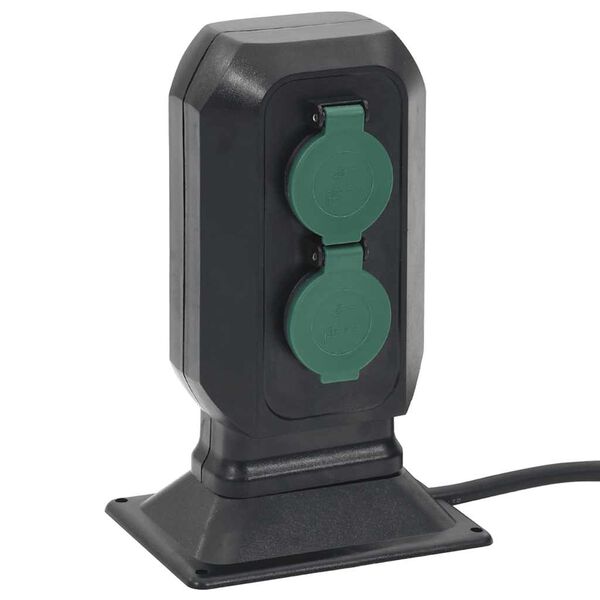 vidaXL Vanjska utičnica sa šiljkom 4-smjerna crno-zelena 15,5x11x24 cm