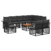 vidaXL Set vanjskih sofa 11 pcs Crna i tamno siva Poliester