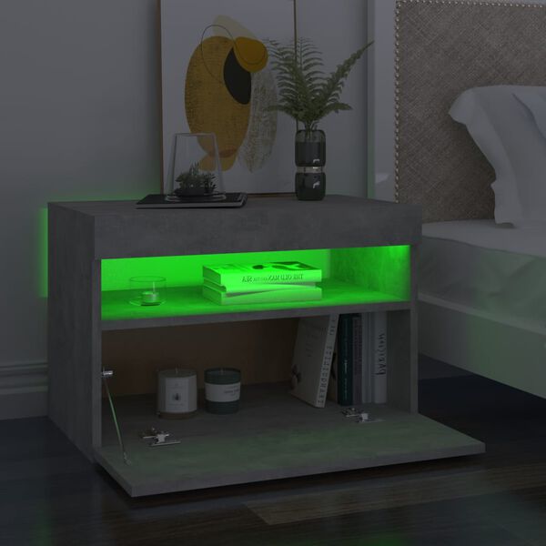 vidaXL Noćni ormarić LED 2 kom siva boja betona 60x35x40 cm od iverice