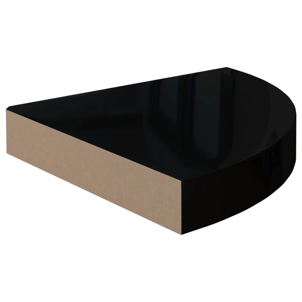 vidaXL Plutajuće kutne police 2 kom sjajne crne 25 x 25 x 3,8 cm MDF