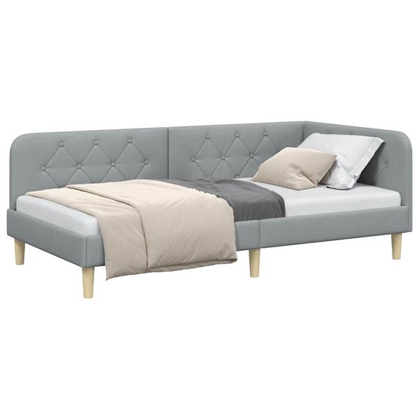 vidaXL Kutni okvir kreveta Svijetlo siva 90 x 190 cm tkanina