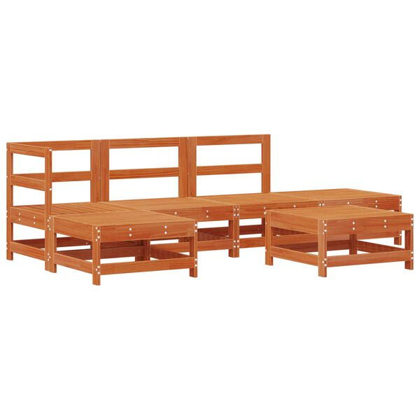 vidaXL Set lounge namje&scaron;taja za vrt 5 pcs Vosak Smeđa Masivna borovina