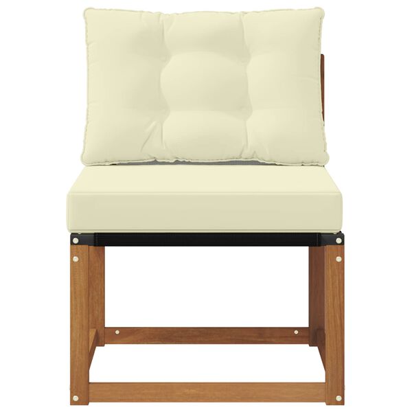 vidaXL Vanjska srednja sofa Masivno bagremovo drvo, Tekstilen Prirodna