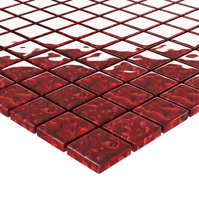 vidaXL Pločice s mozaikom 11 kom crvene 30 x 30 cm staklene