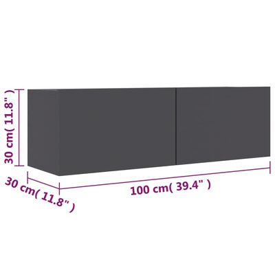 vidaXL TV ormarić sivi 100 x 30 x 30 cm od konstruiranog drva