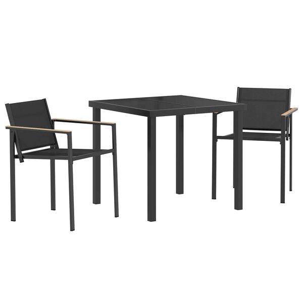 vidaXL Set vanjskog namje&scaron;taja 3 pcs Crna i antracit 80 x 80 x 73 cm