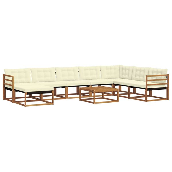 vidaXL Set vanjskih sofa 25 pcs Prirodna i krem Čvrsto drvo akacije