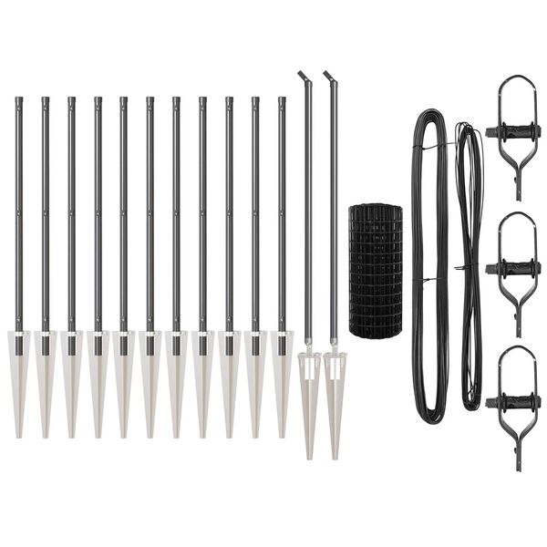 vidaXL Ograda s postovima Siva 0,6 x 25 m Čelik i PVC