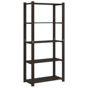 vidaXL Stalak za pohranu s 5 razina crni 80x38x170 cm masivna borovina