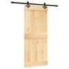 vidaXL Klizna vrata Prirodna i crna 90 x 210 cm Čvrsta borovina