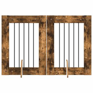 vidaXL Vrata za pse s postoljem 2 pcs Dimljeni hrast 60 x 80 cm