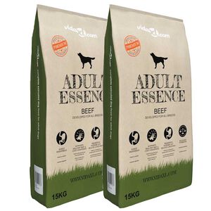 vidaXL Premium suha hrana za pse Adult Essence Beef 2 kom 30 kg