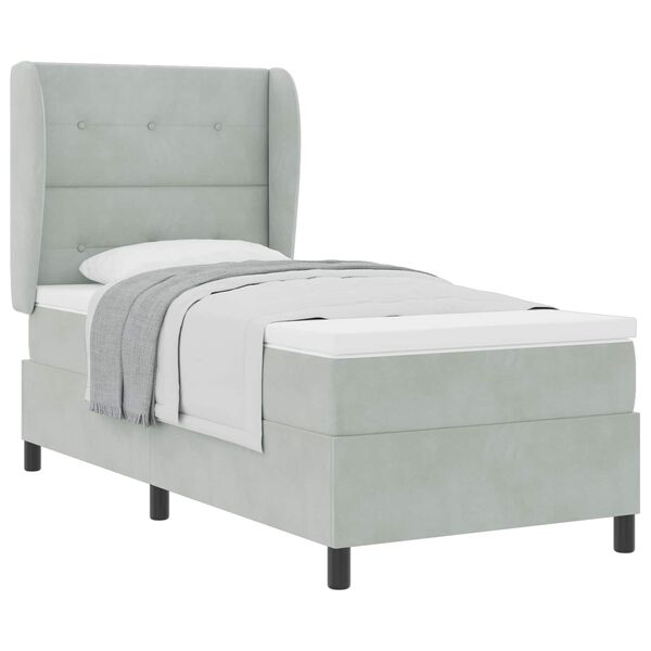 vidaXL Krevet s opruga kutije Svijetlo siva 190 x 90 cm Poliester